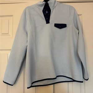 J. Crew Sky Blue Top with Dark Blue Trim